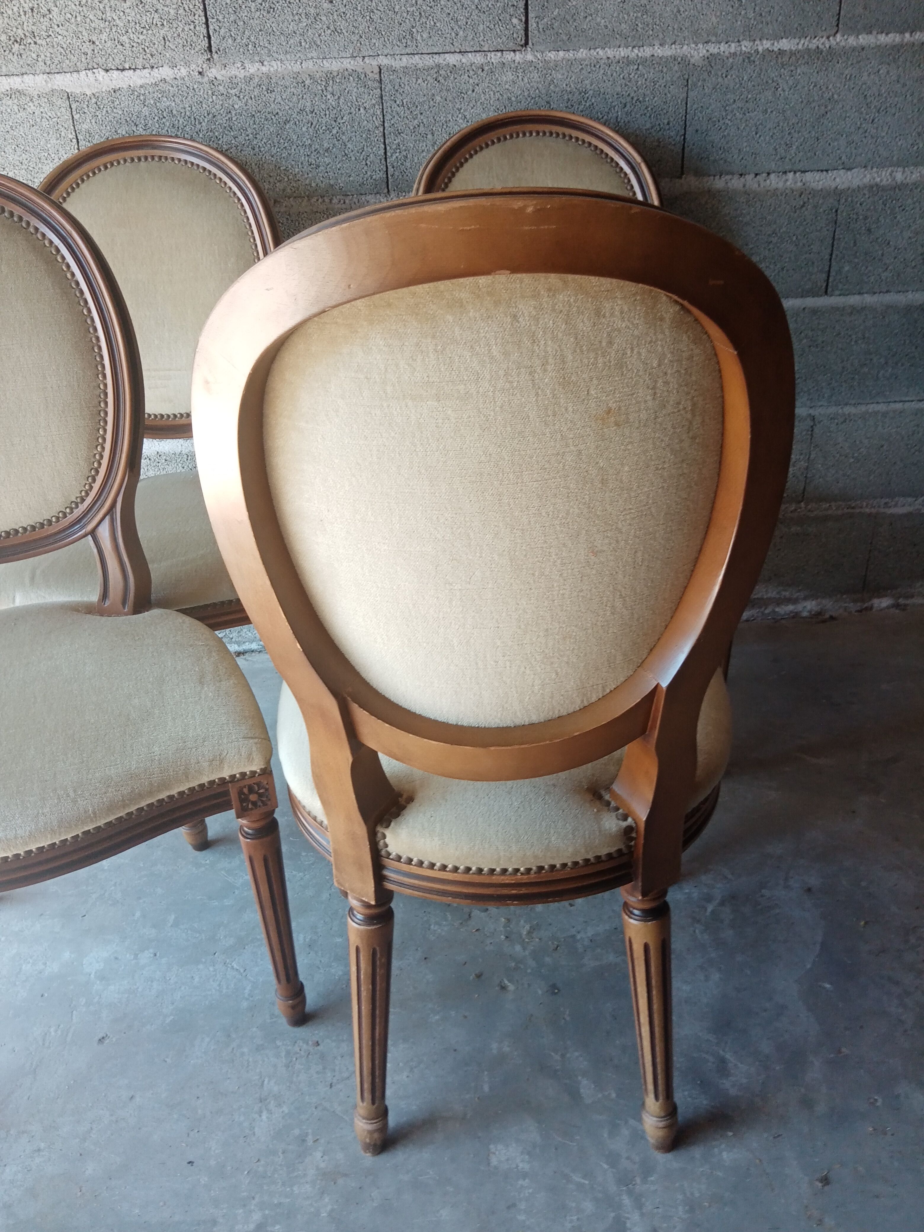 Suite 4 chairs medallion wood and fabric