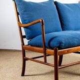 Danish 2-seater sofa in mahogany and cane by Ole Wanscher, 1960.