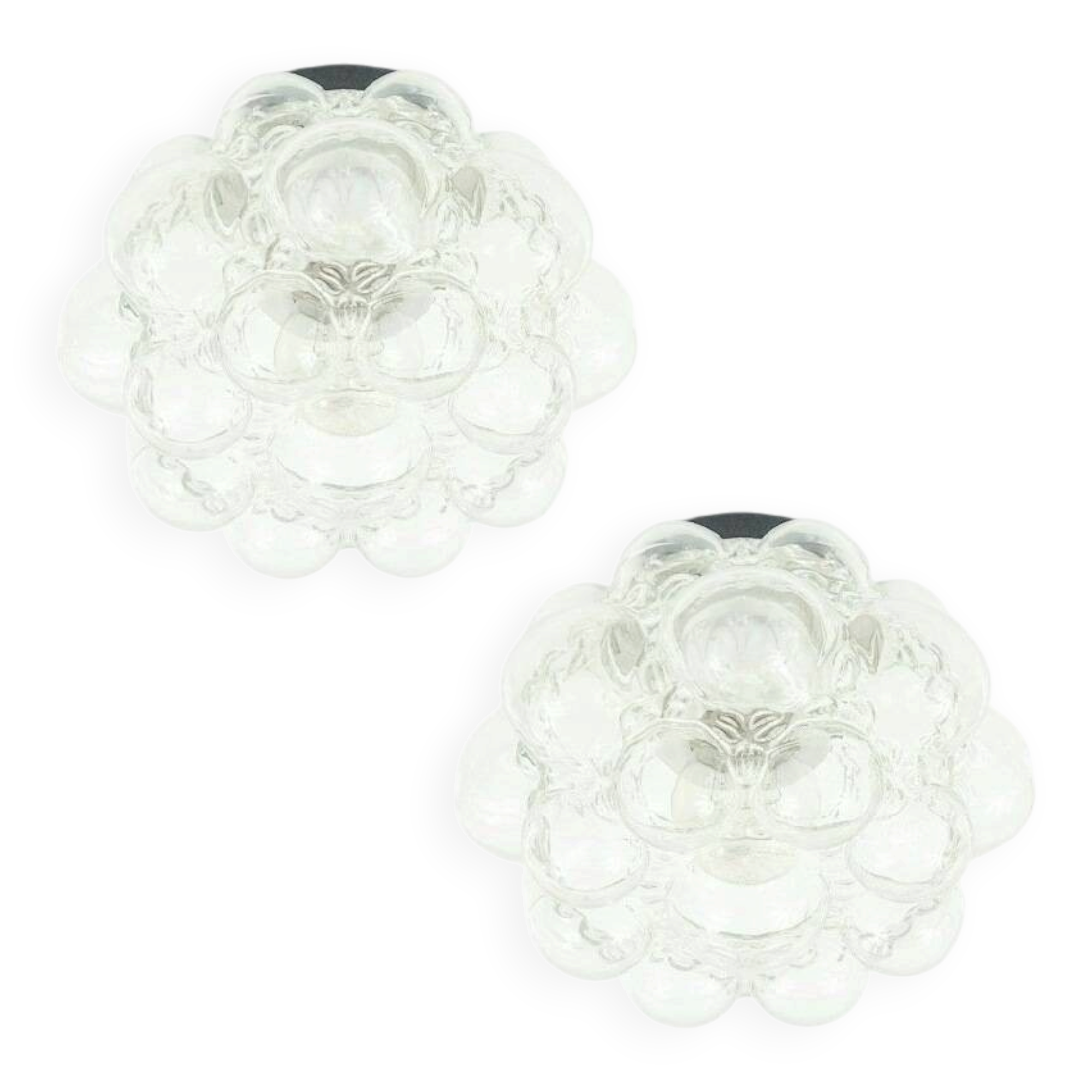Pair of Bubble Glass Ceiling Lights by Helena Tynell for Limburg, 1970s
