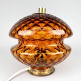 1960's Glass & Brass Table Lamp by Jablonec Glassworks, Czechoslovakia