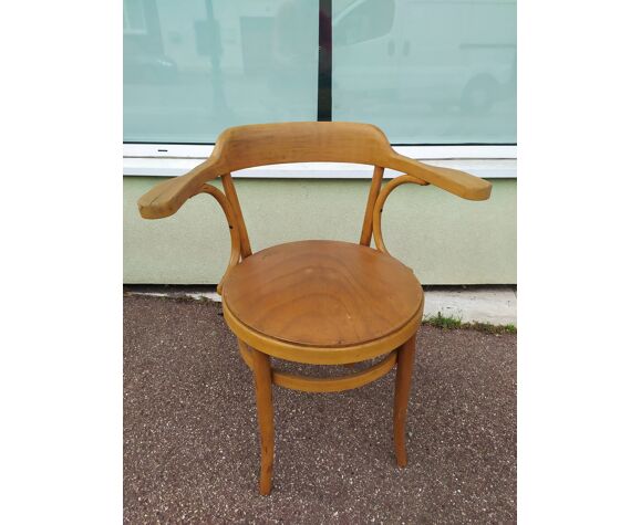 Chaise de bureau en bois vintage année 50 - 60 avec accoudoir | Selency