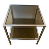 Square coffee table, chrome and smoked glass, 1970s