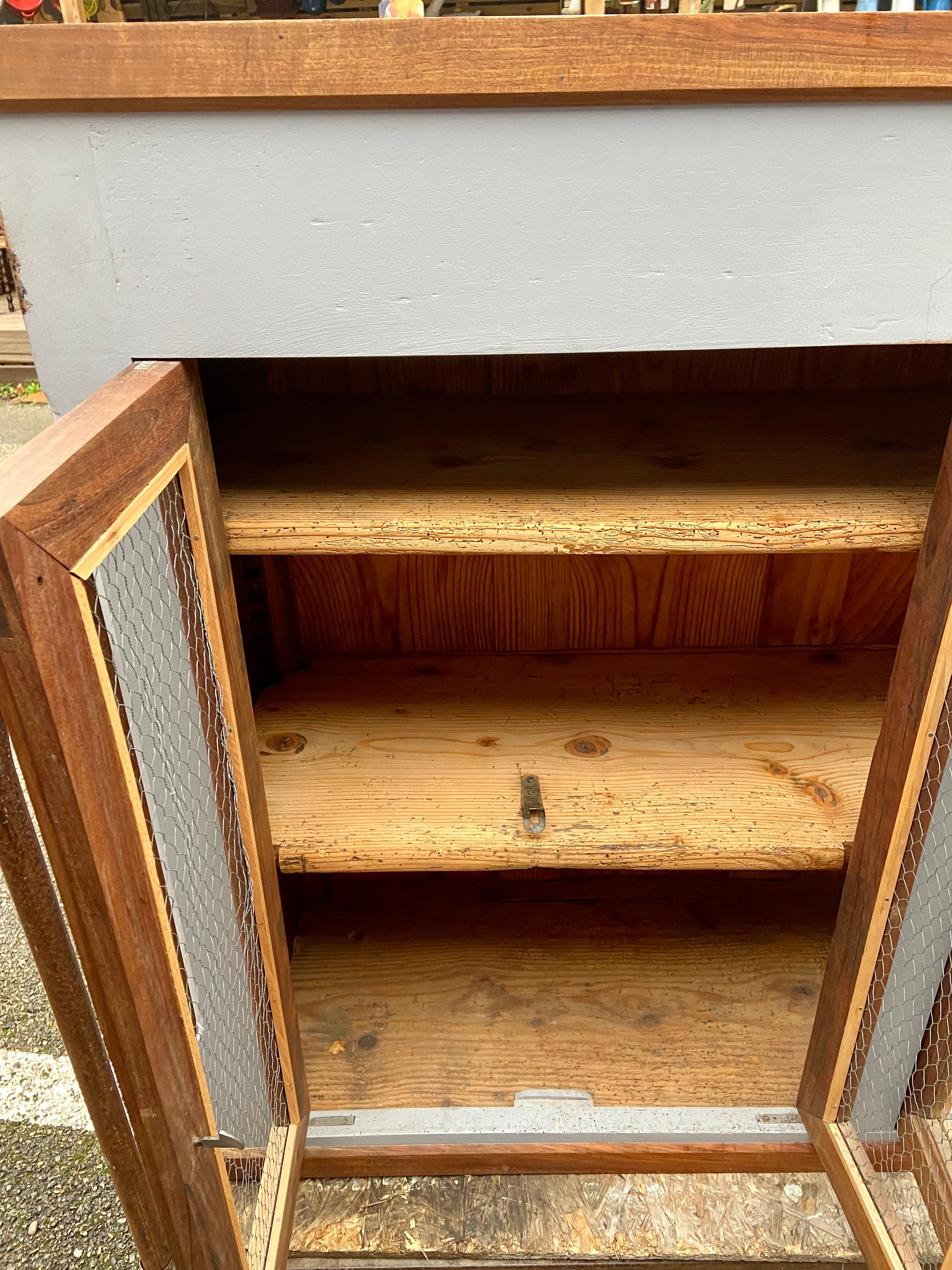 Gray and wood sideboard