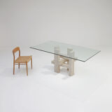 Travertine dining table by Willy Ballez