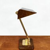 Vintage French brass and marble dessin desk lamp 1960
