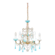 Italian chandelier with 6 arms in blue opaline glass (55 cm)