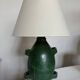 XXL green glazed terracotta lamp by Foucart Jourdan Vallauris 1960