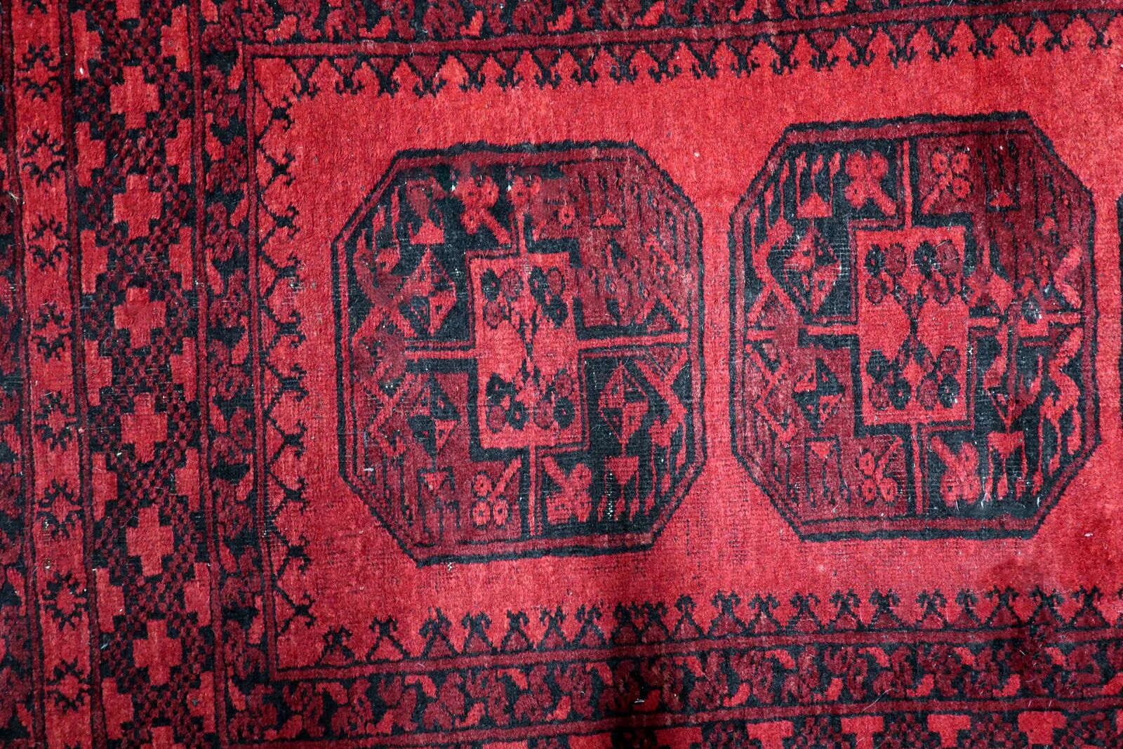 Antique Afghan Ersari handmade rug 118 cm x 196 cm 1920s