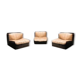 Set of 3 modular armchairs 70s vintage