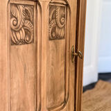 Small Art Deco jam cabinet in carved blonde oak