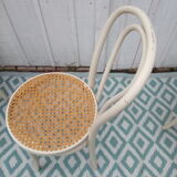 Lot of 4 bistro chairs in caned wood