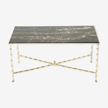 Coffee table bamboo brass marble portor