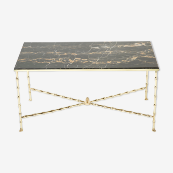 Table basse bambou laiton marbre portor