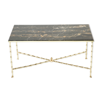 Coffee table bamboo brass marble portor