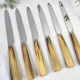 Set of 6 vintage horn table knives