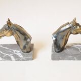 Art deco bookends (1920-1930) horse riding in marble and brass