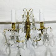 2-light bronze and crystal wall lamp