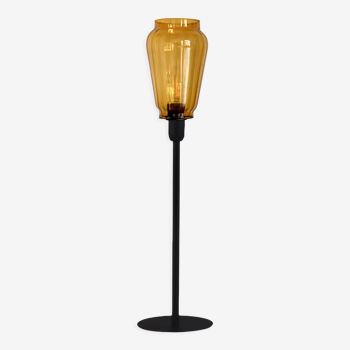 Vintage table lamp with amber glass shade