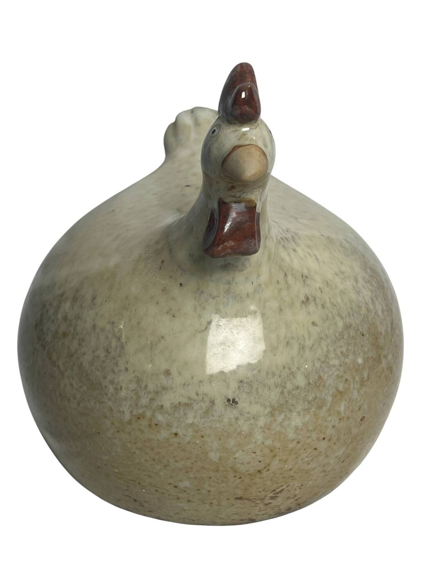 Large beige ceramic hen decoration, 20th century
