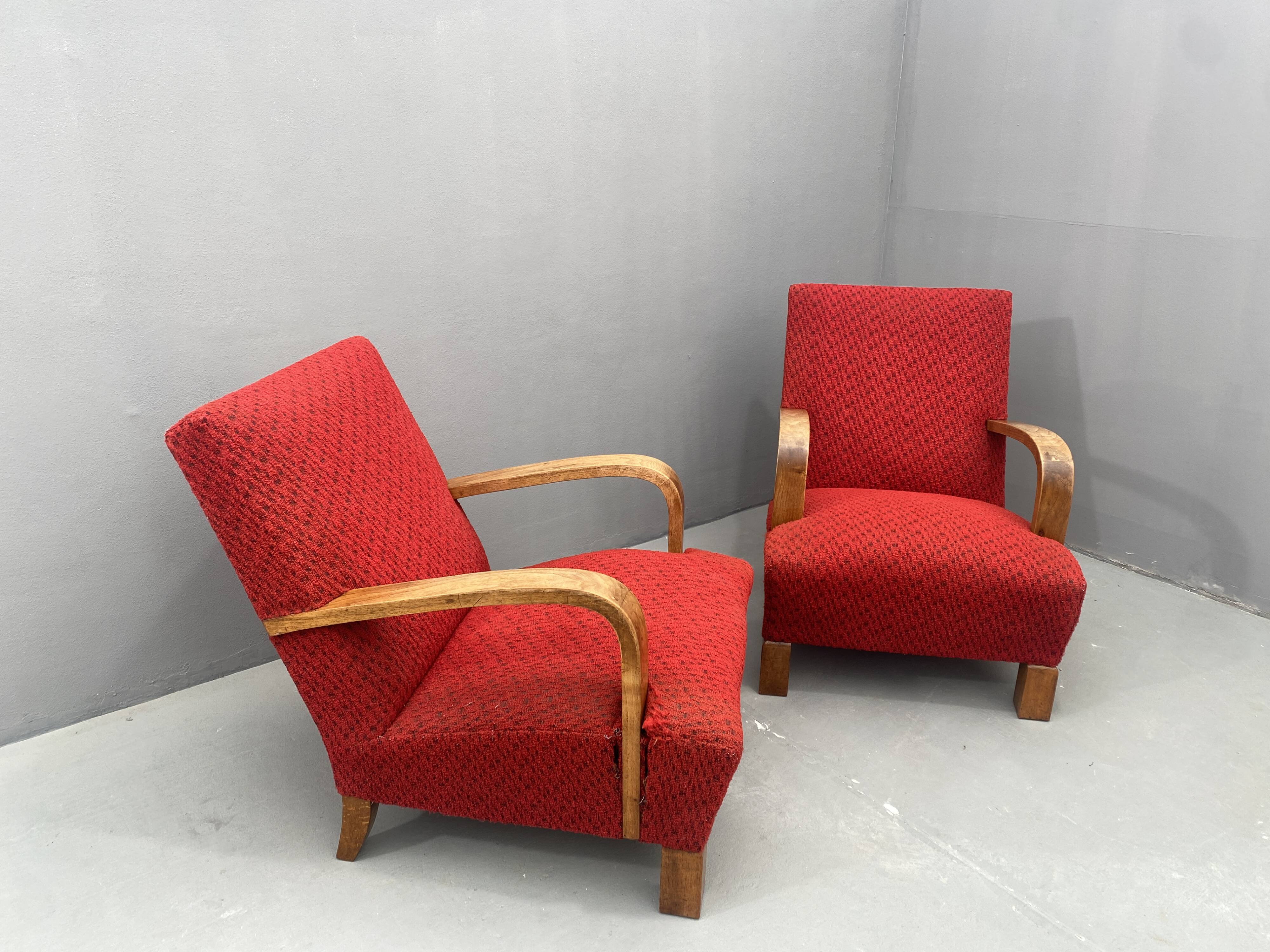 Paire de fauteuils ART DÉCO en bois courbé, années 1930