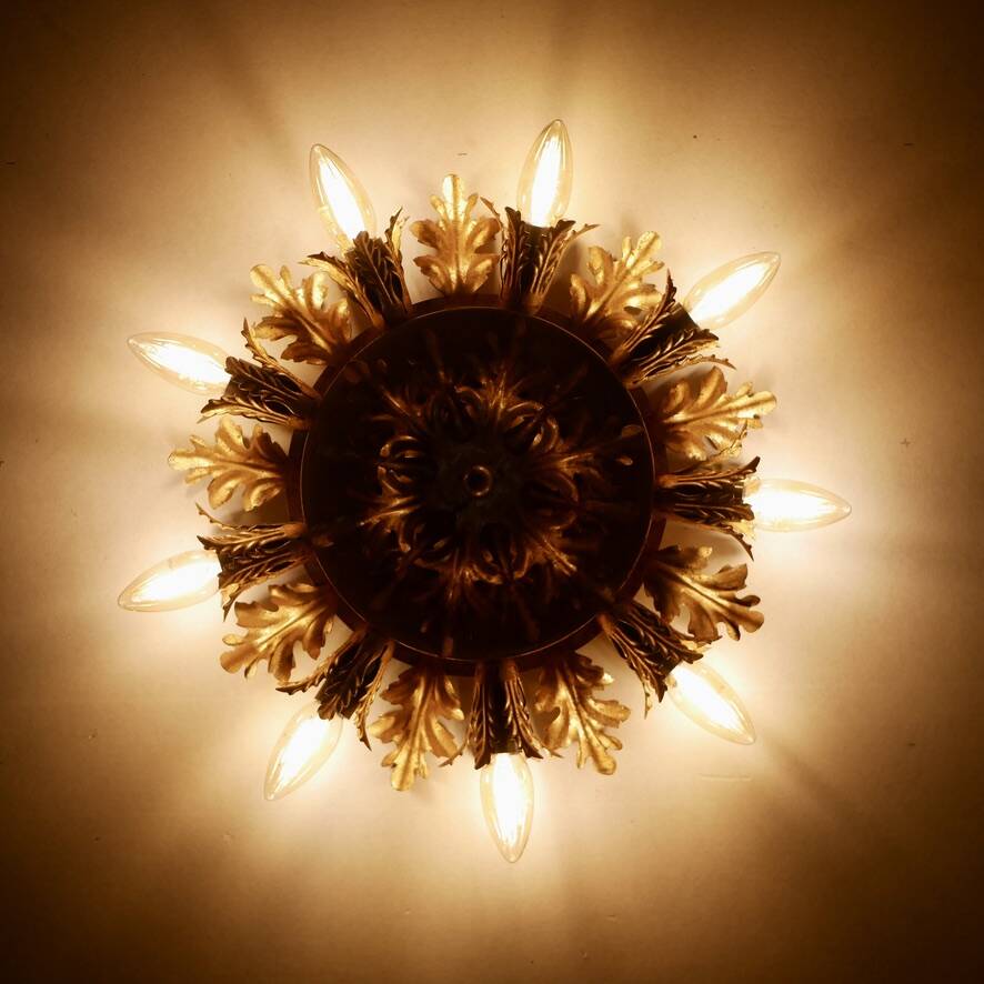 Italian gold wall or ceiling light, Banci Firenze, 1970s