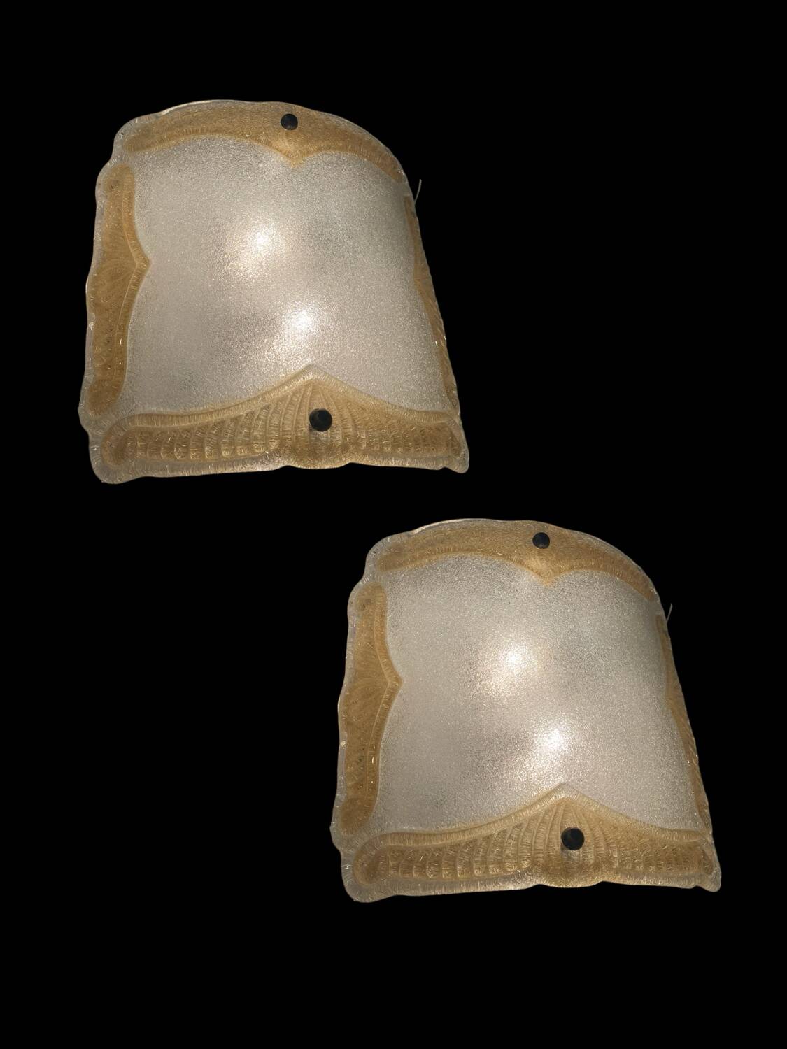 Large Murano Glass Sconces/ Flushmounts Set of 2