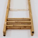 Bamboo screen with 3 frames in beige fabric.