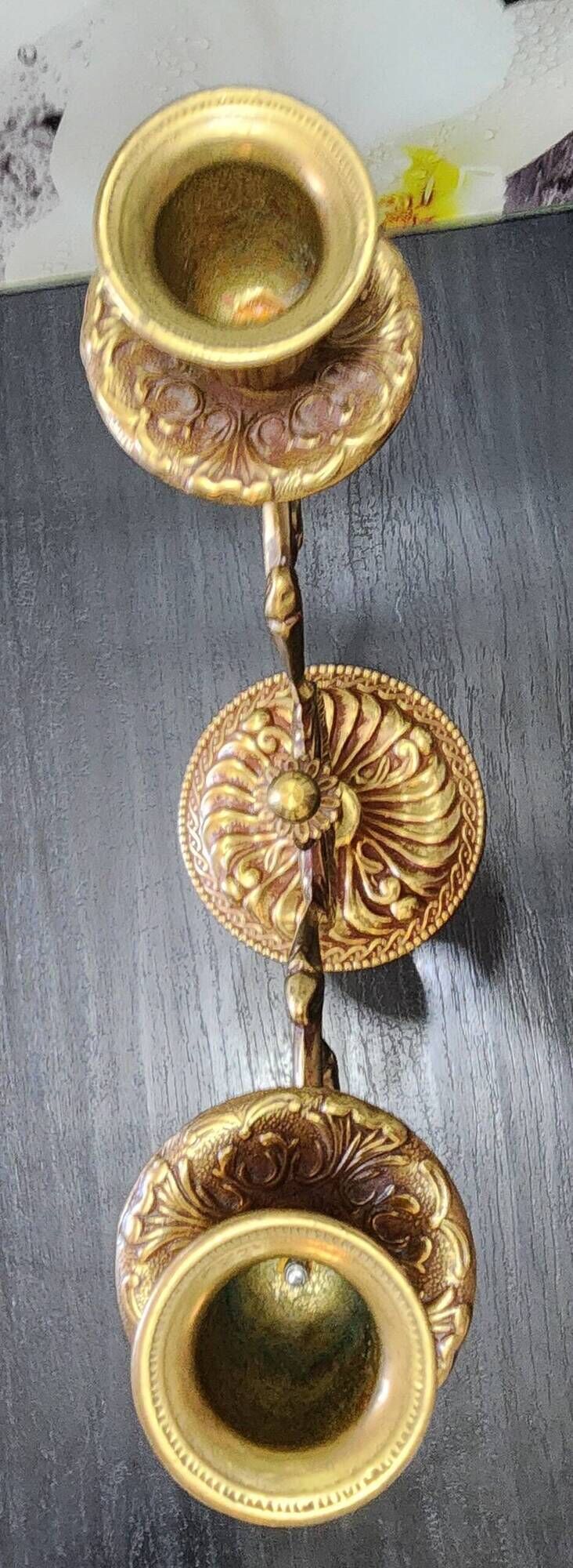 antique candlestick candelabra 2 lights gold metal vintage baroque 22 cm