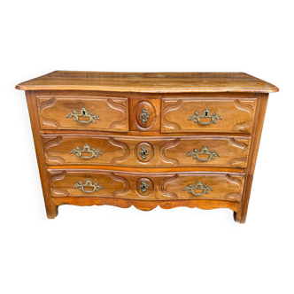 Parisian chest of drawers in walnut Louis XV period with secret drawer, 18th century.