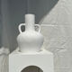 Handcrafted terracotta vase painted white with double handles h:40 d:30