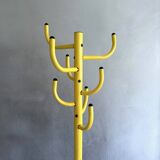 Vintage coat rack yellow, coat rack metall, 80's