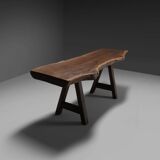 Rustic brutalist table Mobichalet in solid oak, Belgium 1960s