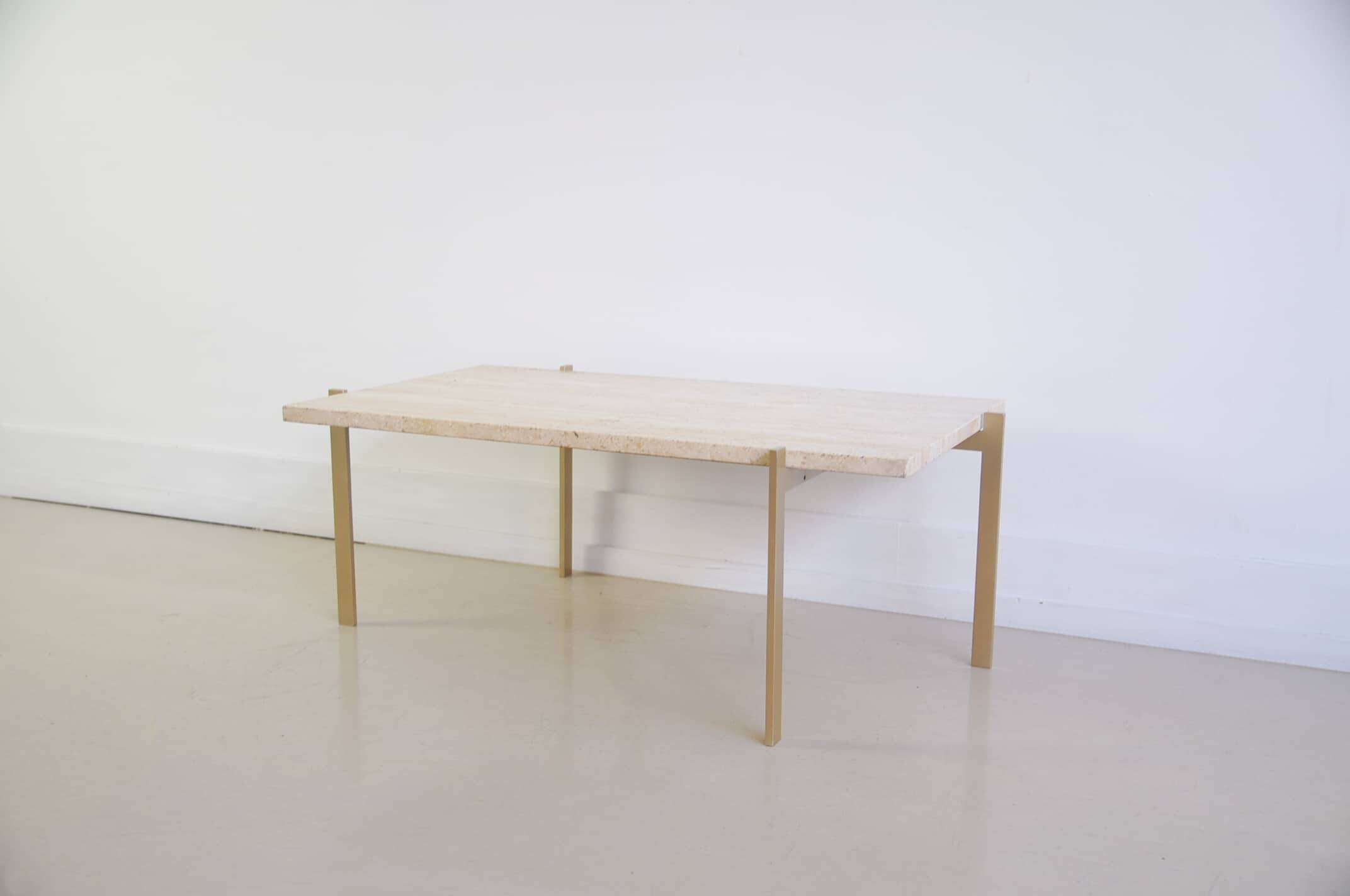 Rectangular travertine coffee table