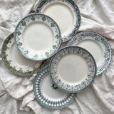 6 mismatched Saint Amand ironstone flat plates
