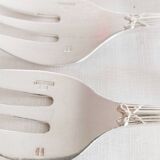 Christofle oyster or dessert forks, ribbon pattern, silver