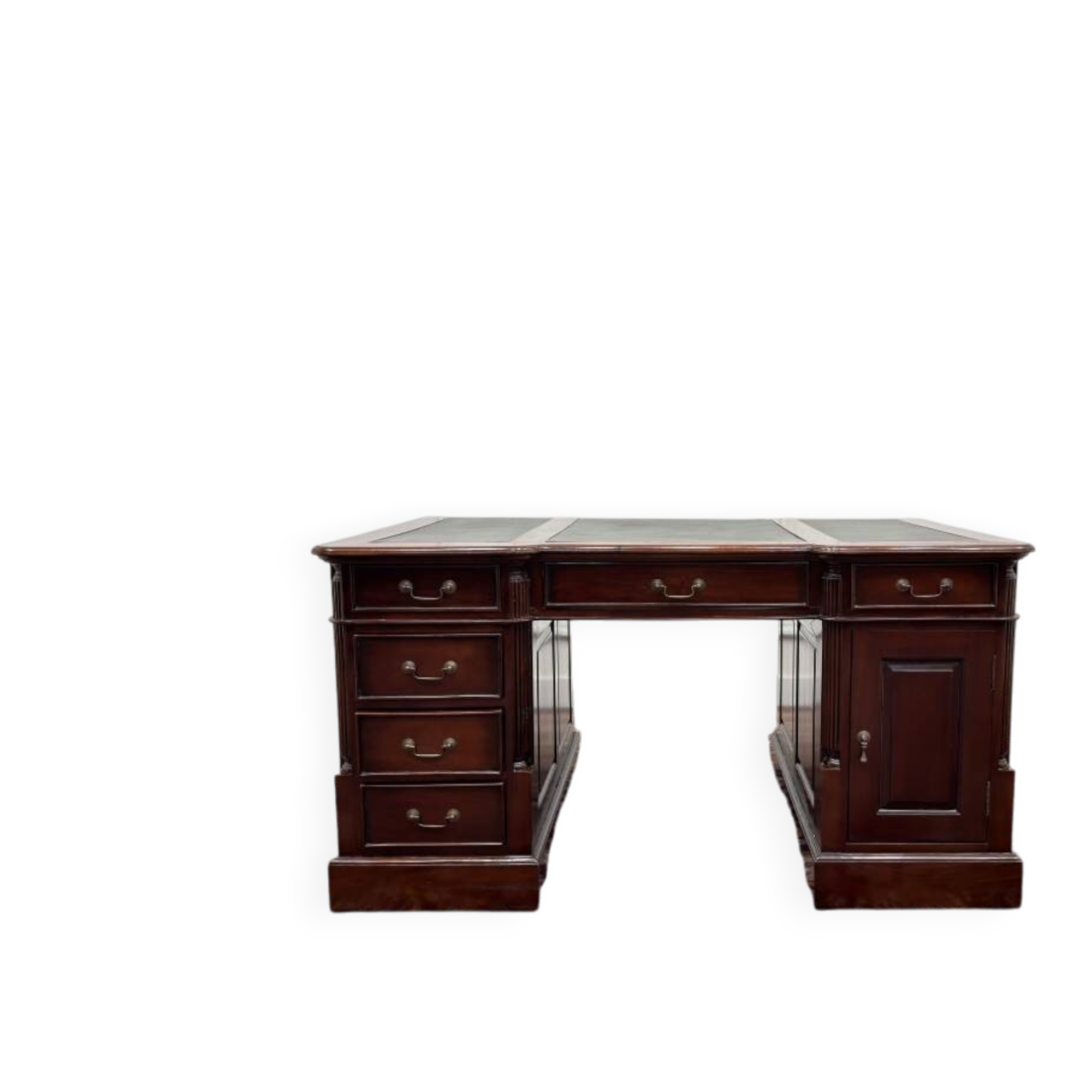 Classic English Partner Desk Green Leather