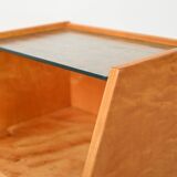 Vintage scandinavian bedside table in birch burl