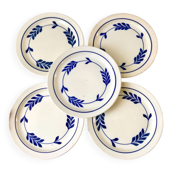 lot de 5 assiettes à dessert en Terre de Fer Salins modèle Jenny début XXème
