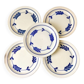 set of 5 dessert plates in Terre de Fer Salins model Jenny early 20th century