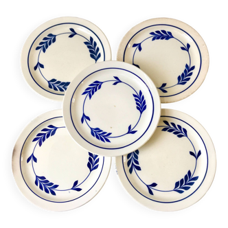 lot de 5 assiettes à dessert en Terre de Fer Salins modèle Jenny début XXème