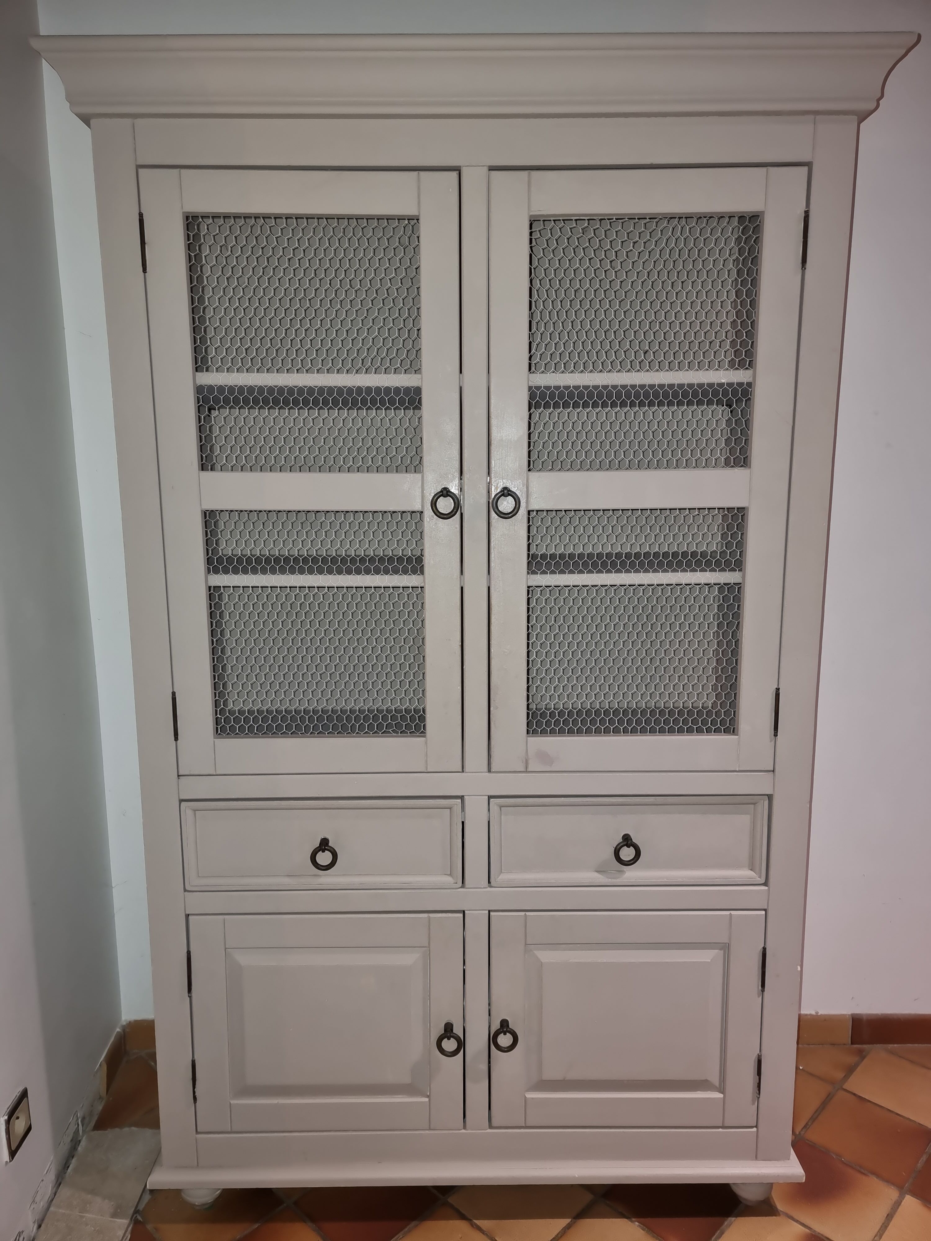 Vintage wire mesh cabinet
