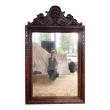 19th century carved solid oak mirror