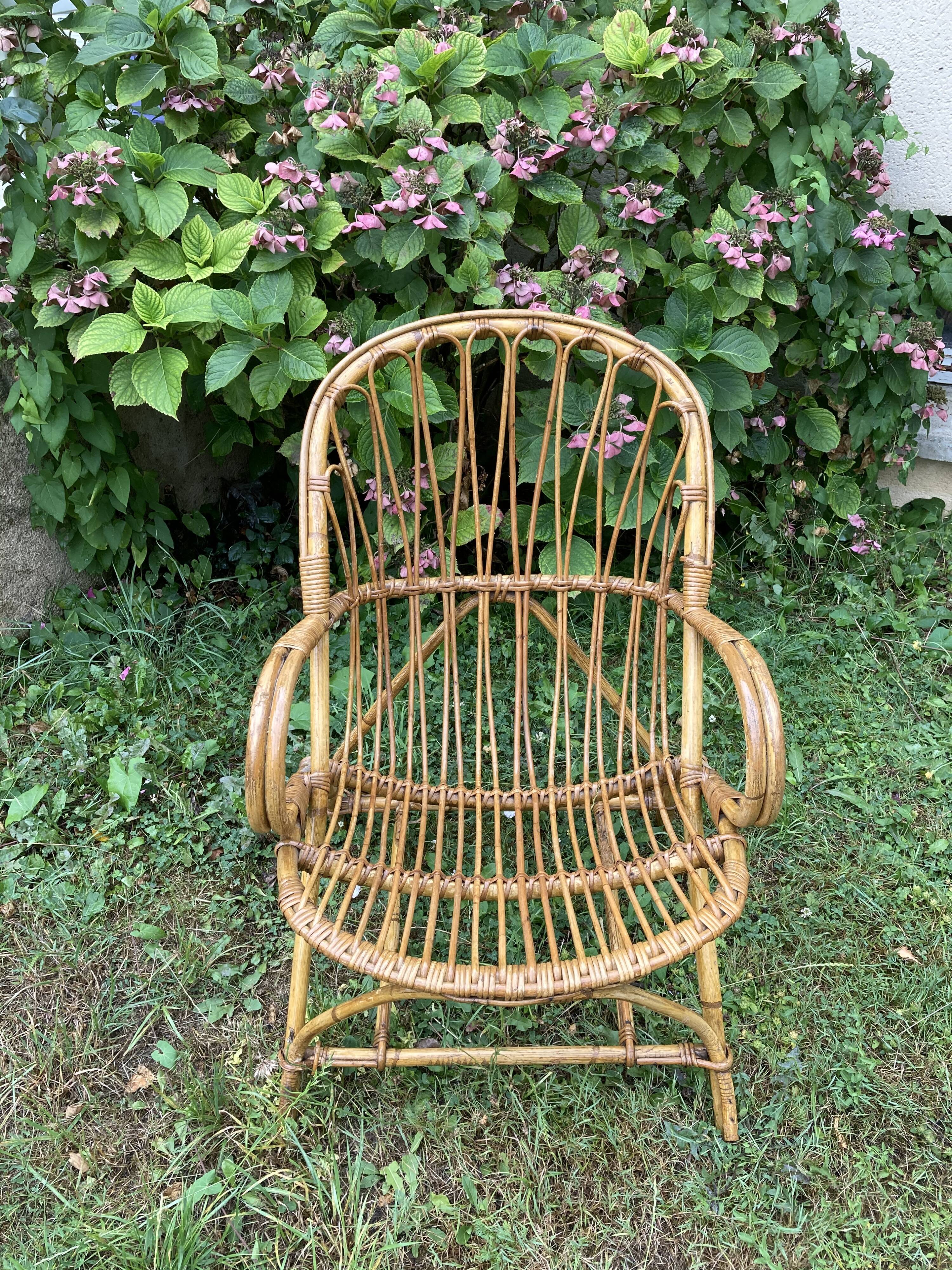 Lot de 4 fauteuils adultes en rotin