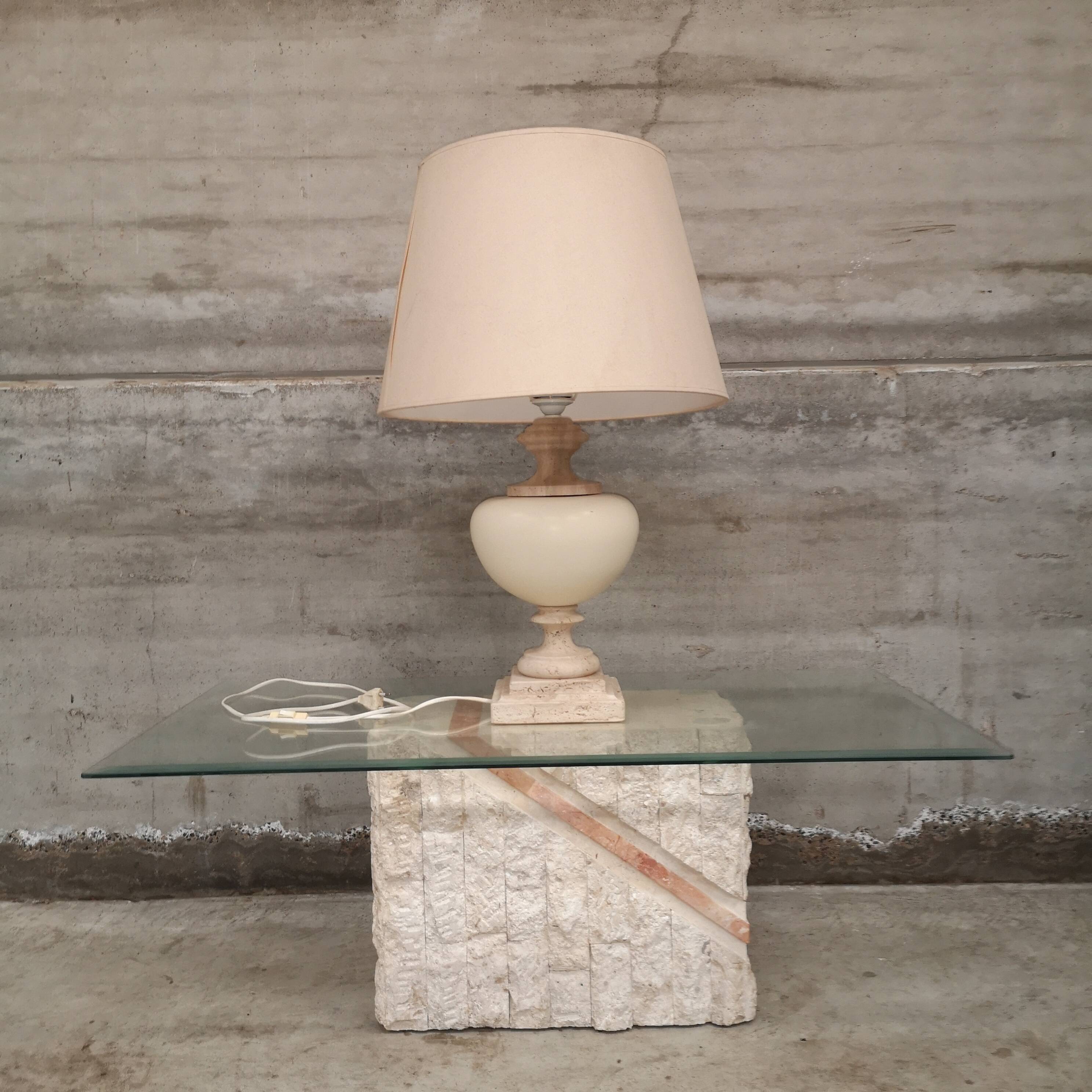 Rare Vintage Roche Bobois Travertine Table Lamp 1970s Design