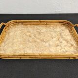 Mother-of-pearl and bamboo tray from the 70s