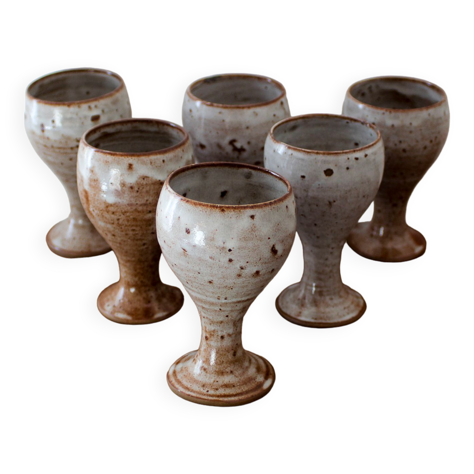 Set of 6 ceramic glasses Roger jacques Grès du Puisaye