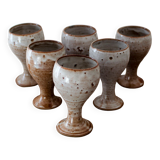 Set of 6 ceramic glasses Roger jacques Grès du Puisaye