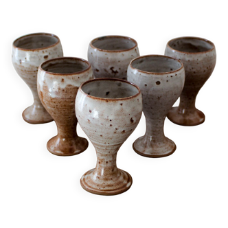 Set of 6 ceramic glasses Roger jacques Grès du Puisaye