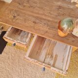 Old low farmhouse table - 2 drawers