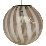 Contemporary transparent and white sphere pendant in murano glass